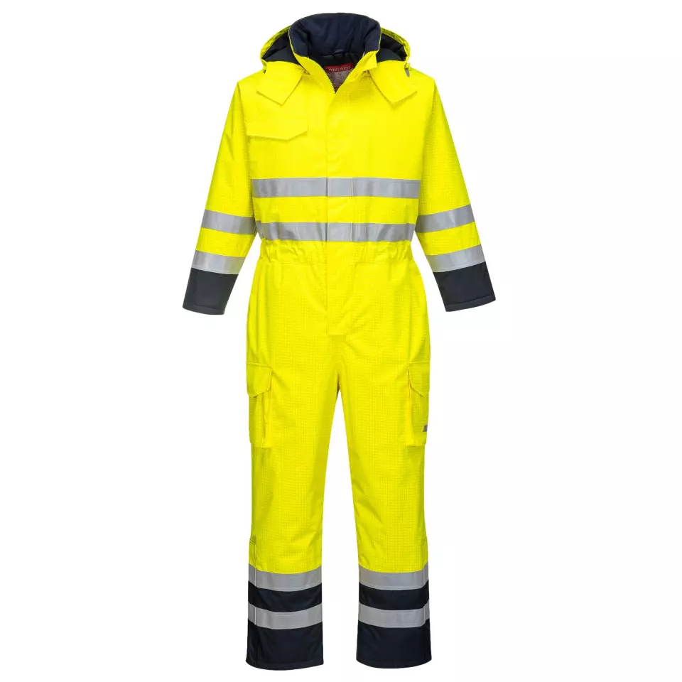 Portwest S775YNR, Bizflame Rain Hi-Vis Multi Coverall, Yellow/Navy, image 1, gallery thumbnail