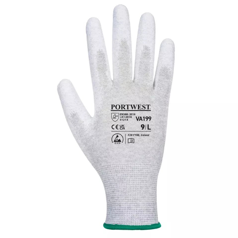 Portwest VA199G7R, Vending Antistatic PU Palm Glove, Grey, image 2, gallery thumbnail