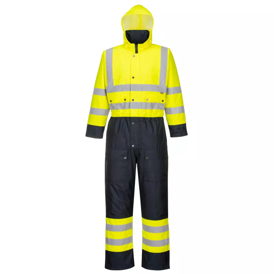 Portwest S485YNR, Hi-Vis Contrast Winter Coverall, Yellow/Navy, image 1, gallery thumbnail