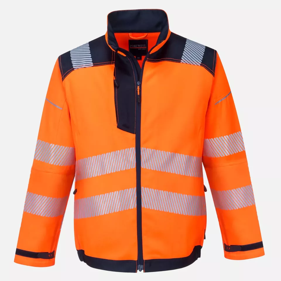 Portwest T500ONR, PW3 Hi-Vis Work Jacket, Orange/Navy, image 1, gallery thumbnail