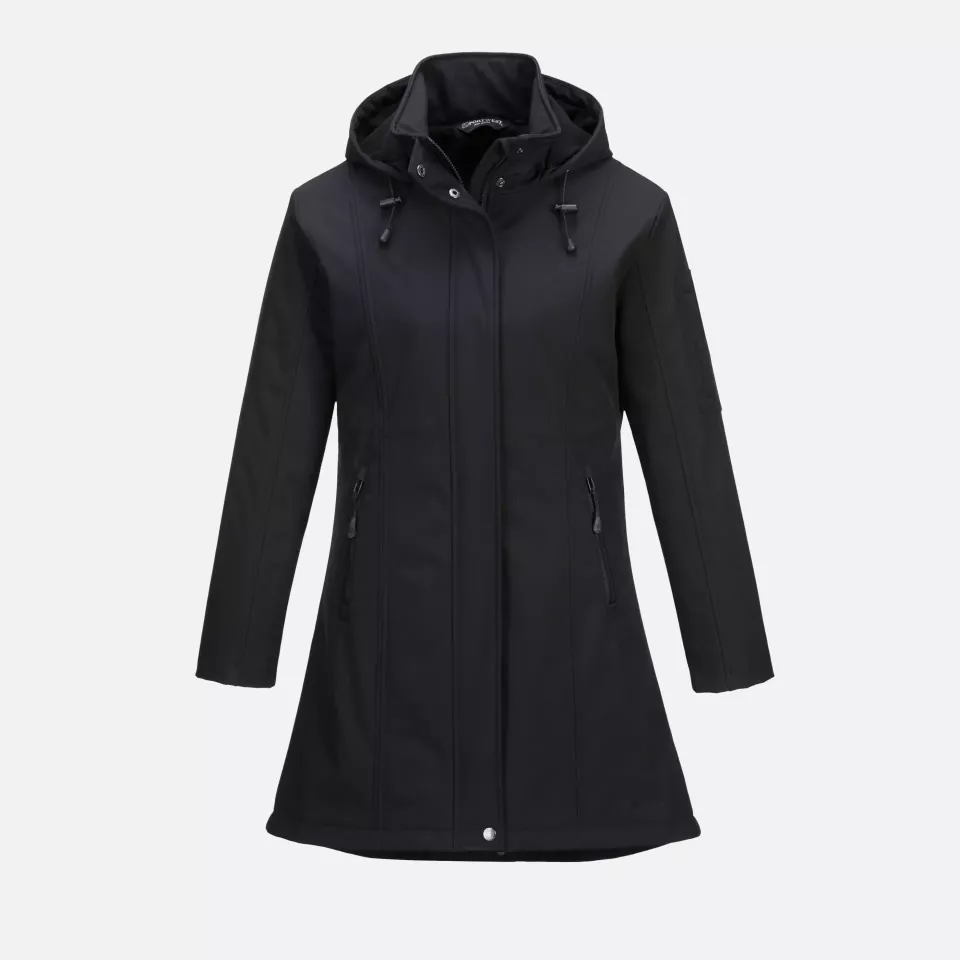 Portwest TK42BKR, Carla Women's Hooded Softshell Jacket (3L), Black, image 1, gallery thumbnail