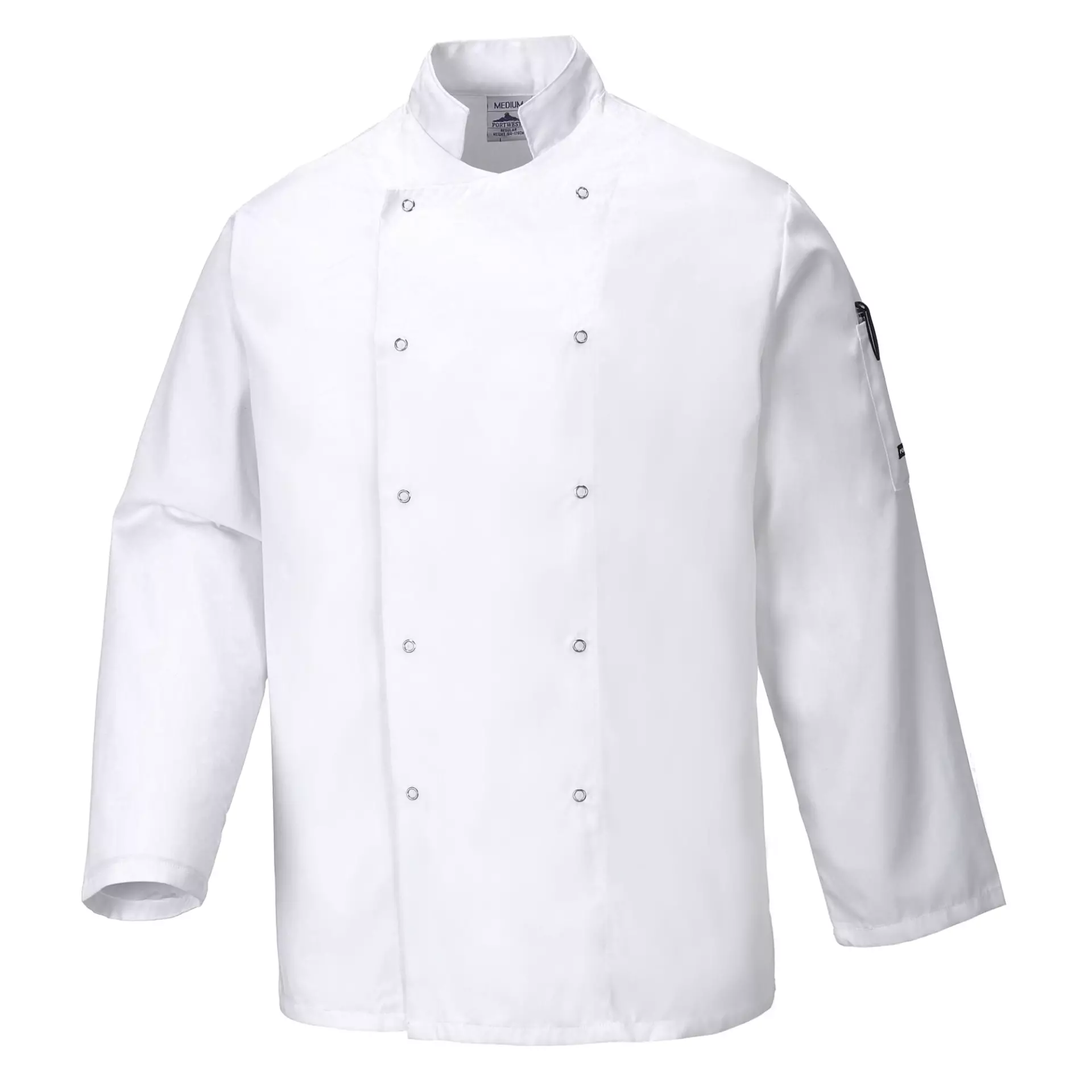 Portwest C833WHR, Chef's Suffolk Studded Jacket L/S, White, image 1