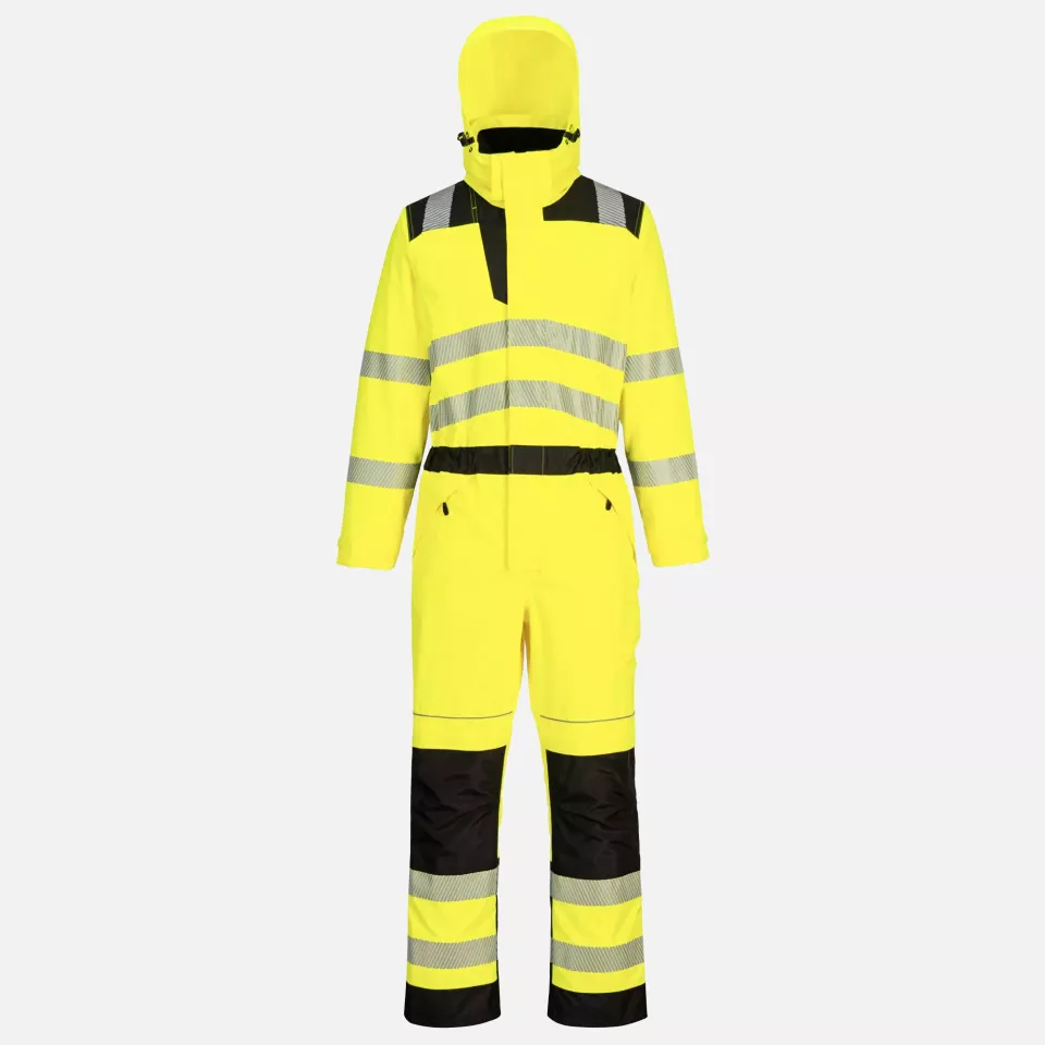 Portwest PW355YBR, PW3 Hi-Vis Rain Coverall, Yellow/Black, image 1, gallery thumbnail