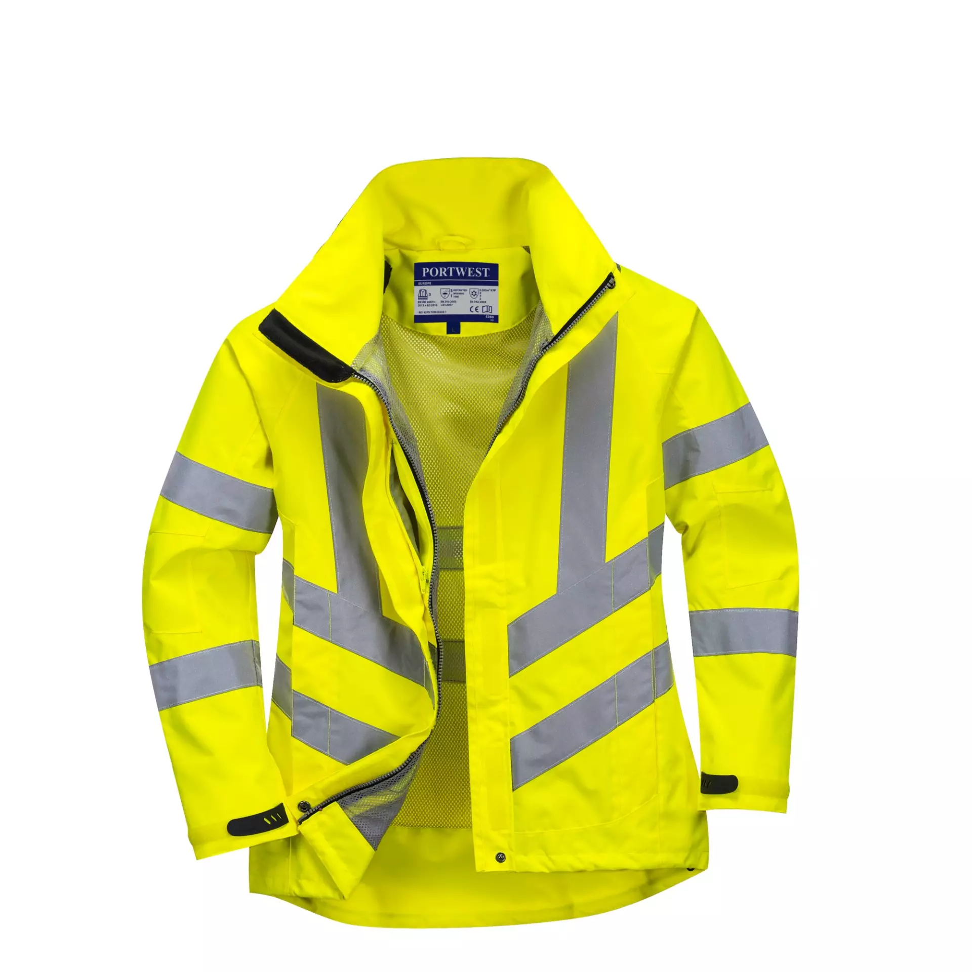 Portwest LW70YER, Hi-Vis Women's Breathable Rain Jacket, Yellow, image 3
