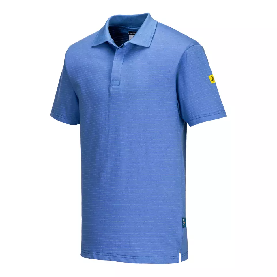 Portwest AS21HBR, Anti-Static ESD Polo Shirt S/S, Hamilton Blue, image 4, gallery thumbnail
