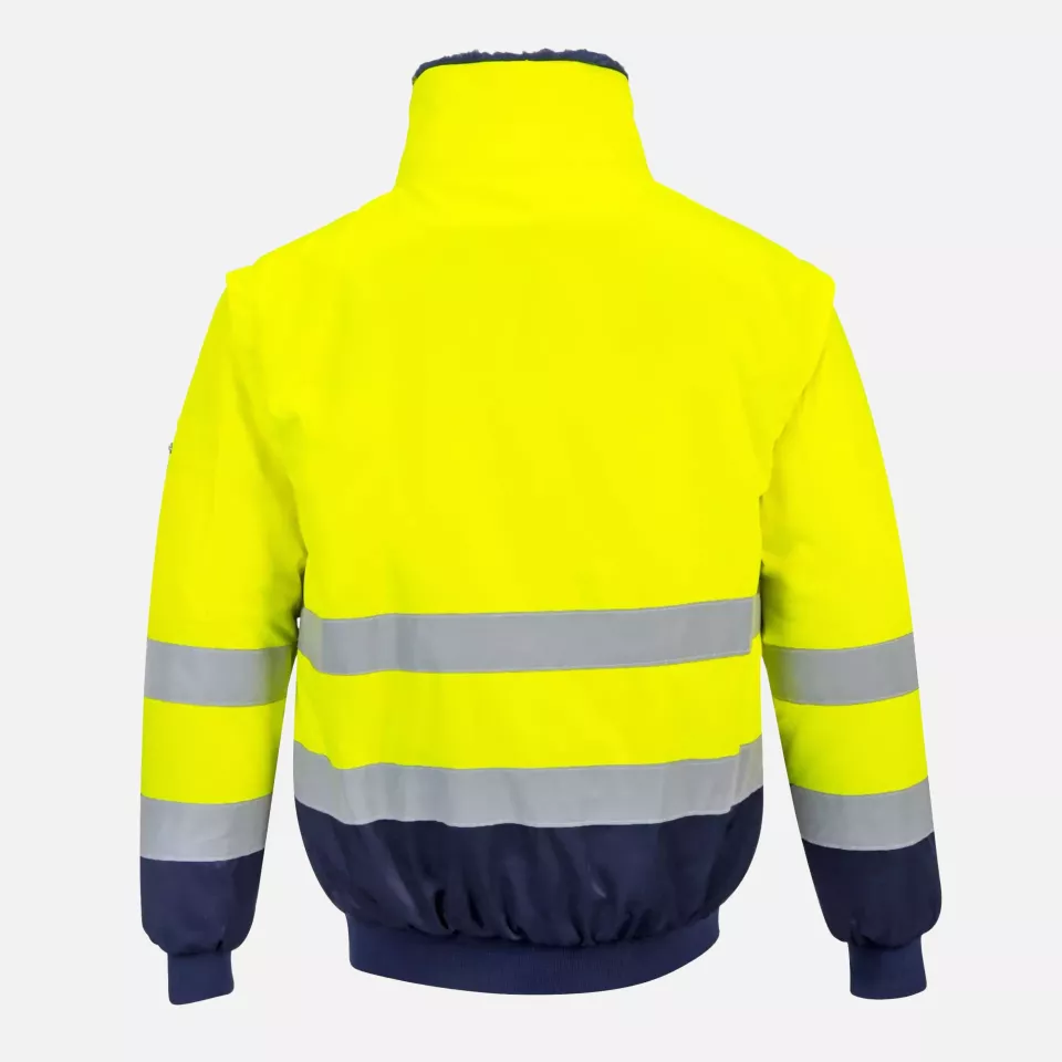 Portwest PJ50YNR, Hi-Vis 3-in-1 Contrast Pilot Jacket, Yellow/Navy, image 3, gallery thumbnail