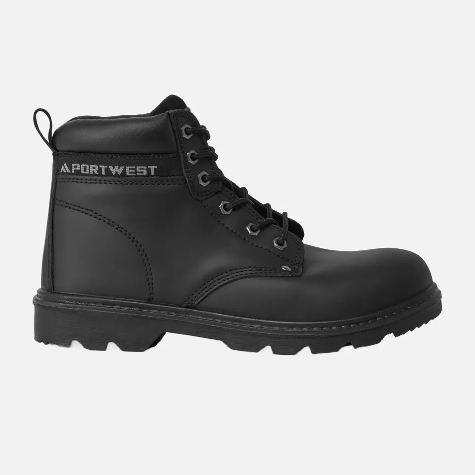 Portwest FW11BKR, Steel Leather Ankle Boot S3 SR, Black, image 1, gallery thumbnail