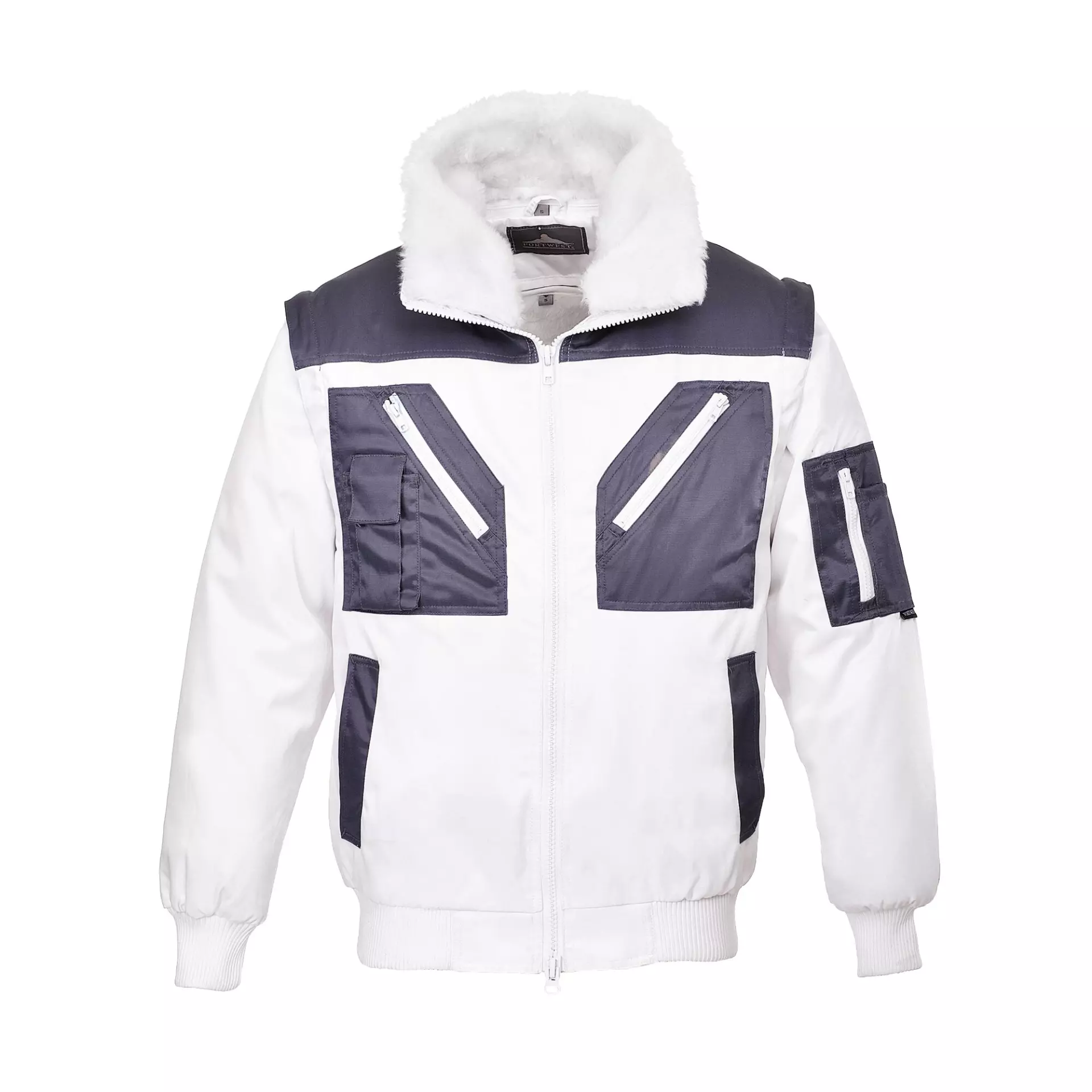 Portwest PJ20WHR, Two Tone Pilot Jacket, White, image 1