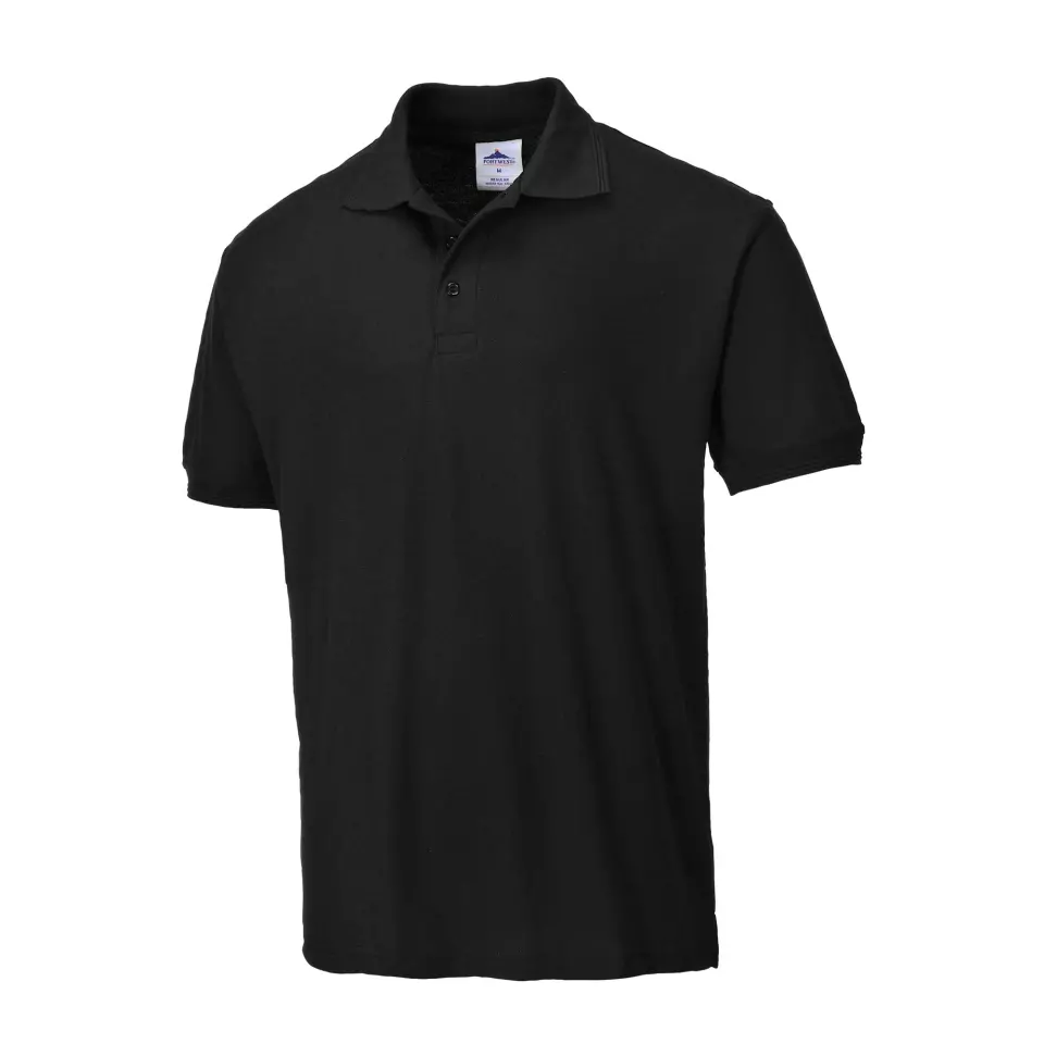 Portwest B210BKR, Naples Polo Shirt S/S, Black, image 3, gallery thumbnail