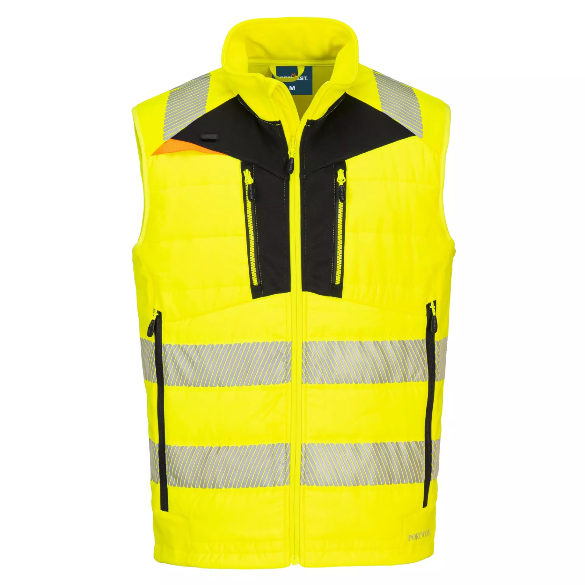 Portwest DX479YBR, DX4 Hi-Vis Hybrid Baffle Bodywarmer, Yellow/Black, image 1
