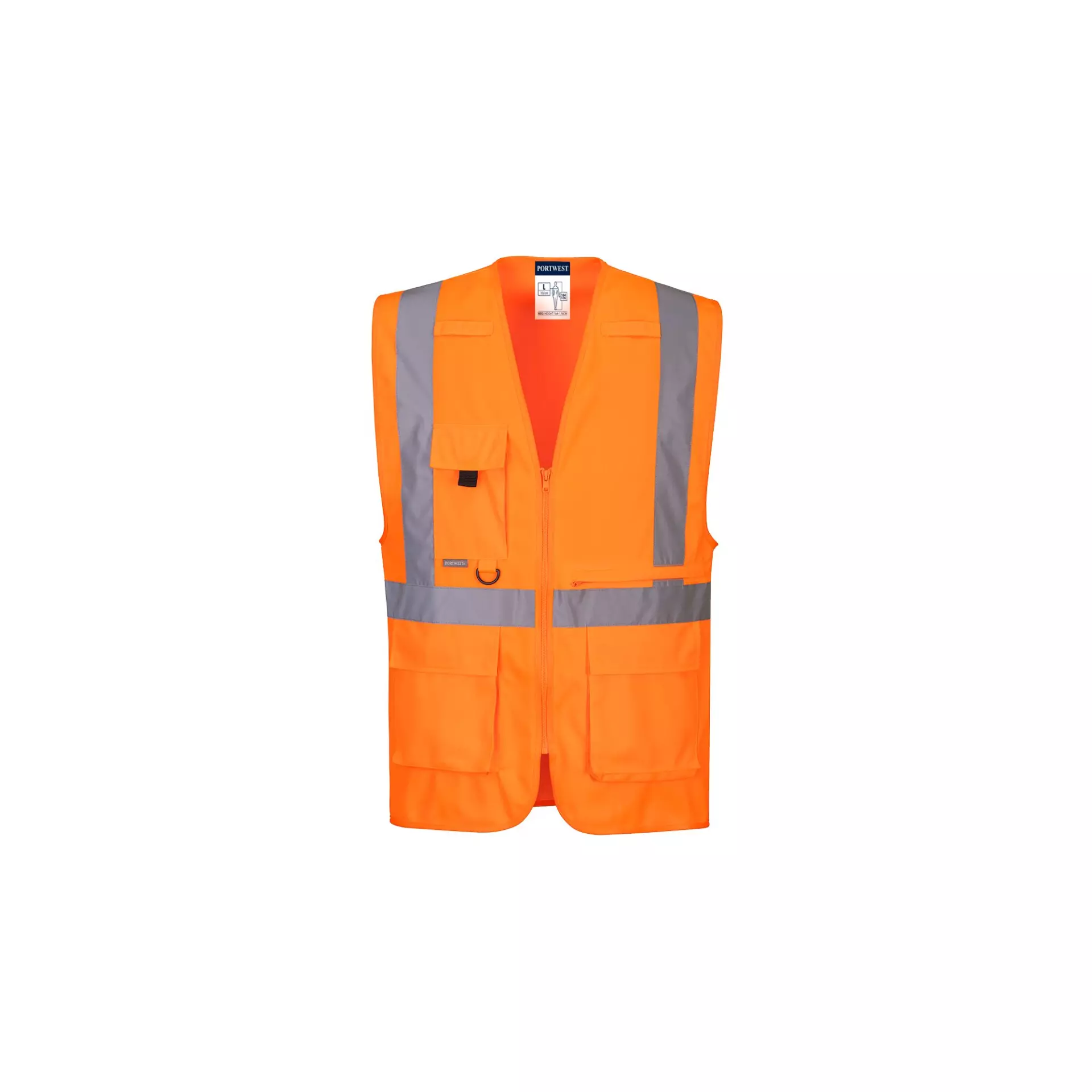 Portwest C357ORR, Hi-Vis Tablet Pocket Executive Vest, Orange, image 1