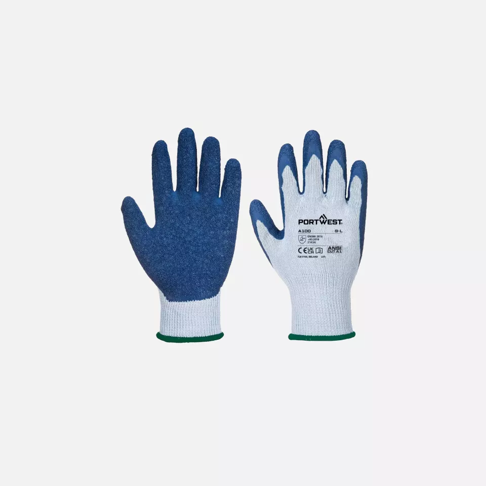 Portwest A100G4R, Grip-Handschuh - Latex, Grau/Blau, image 3, gallery thumbnail