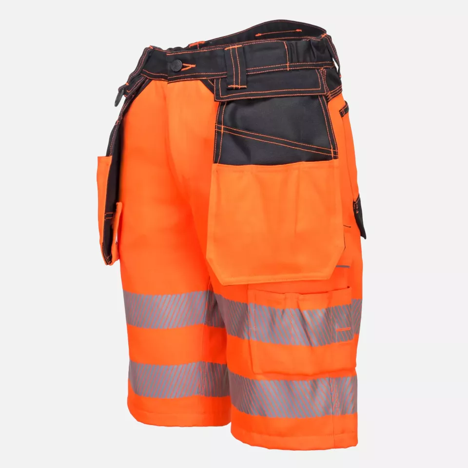 Portwest PW343OBR, PW3 Hi-Vis Holster Pocket Shorts, Orange/Black, image 3, gallery thumbnail