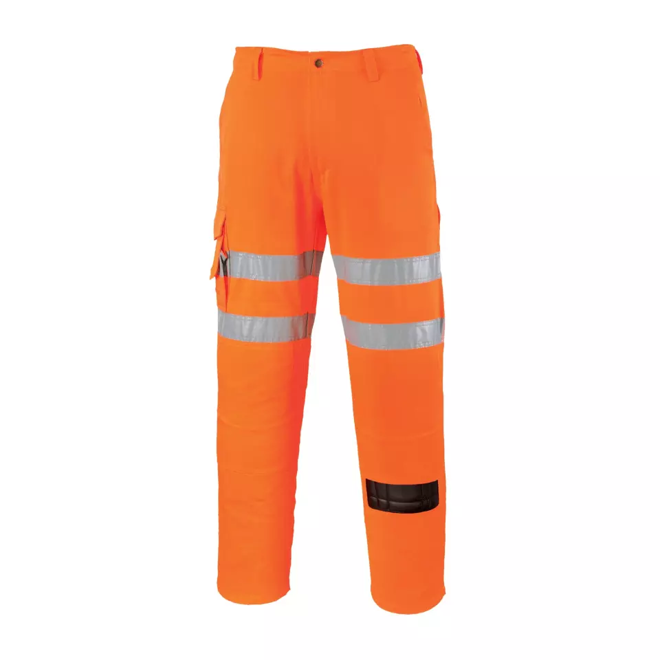 Portwest RT46ORR, Hi-Vis Rail Work Trousers, Orange, image 1, gallery thumbnail