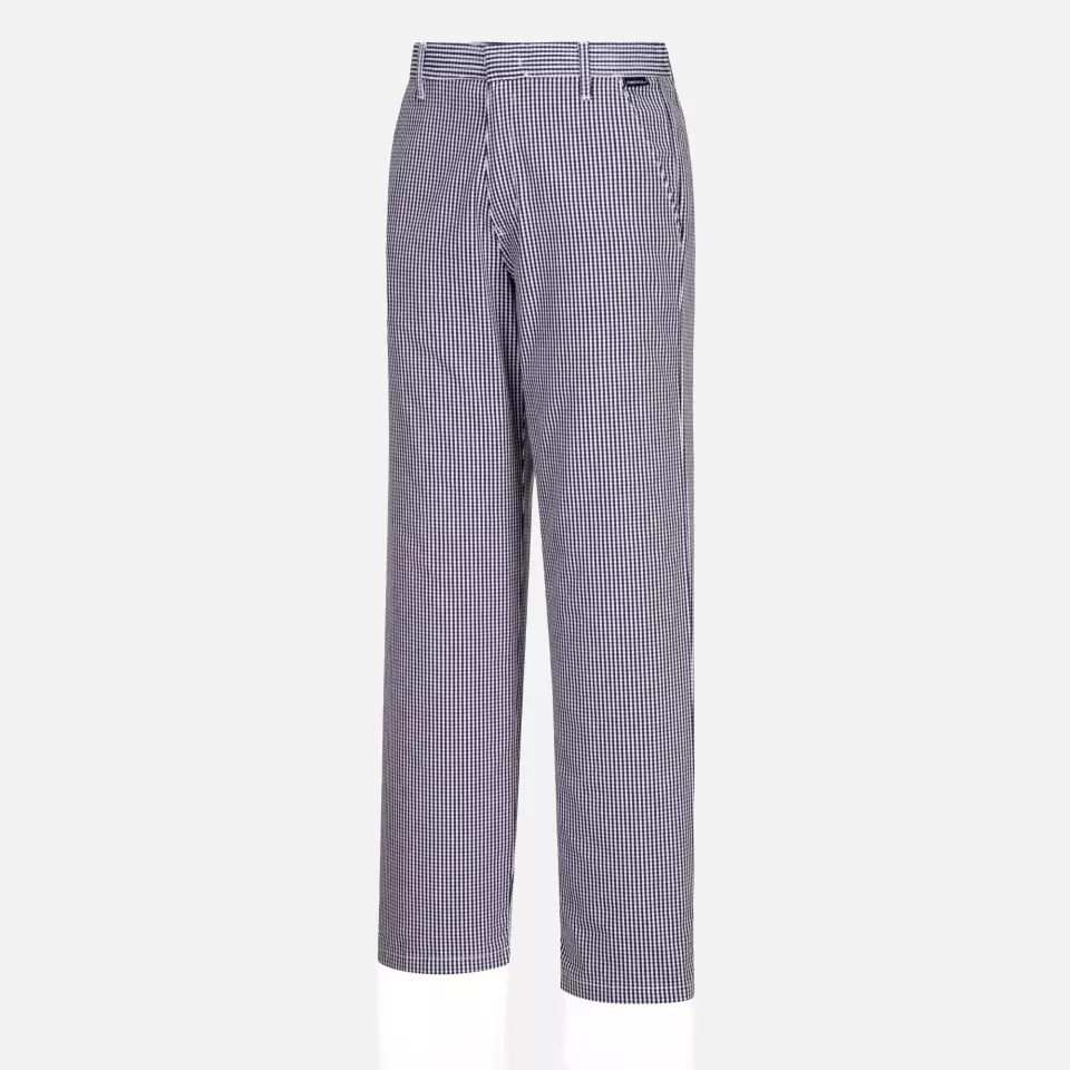 Portwest C075CHR, Chef's Barnet Trousers, Blue Check, image 3, gallery thumbnail