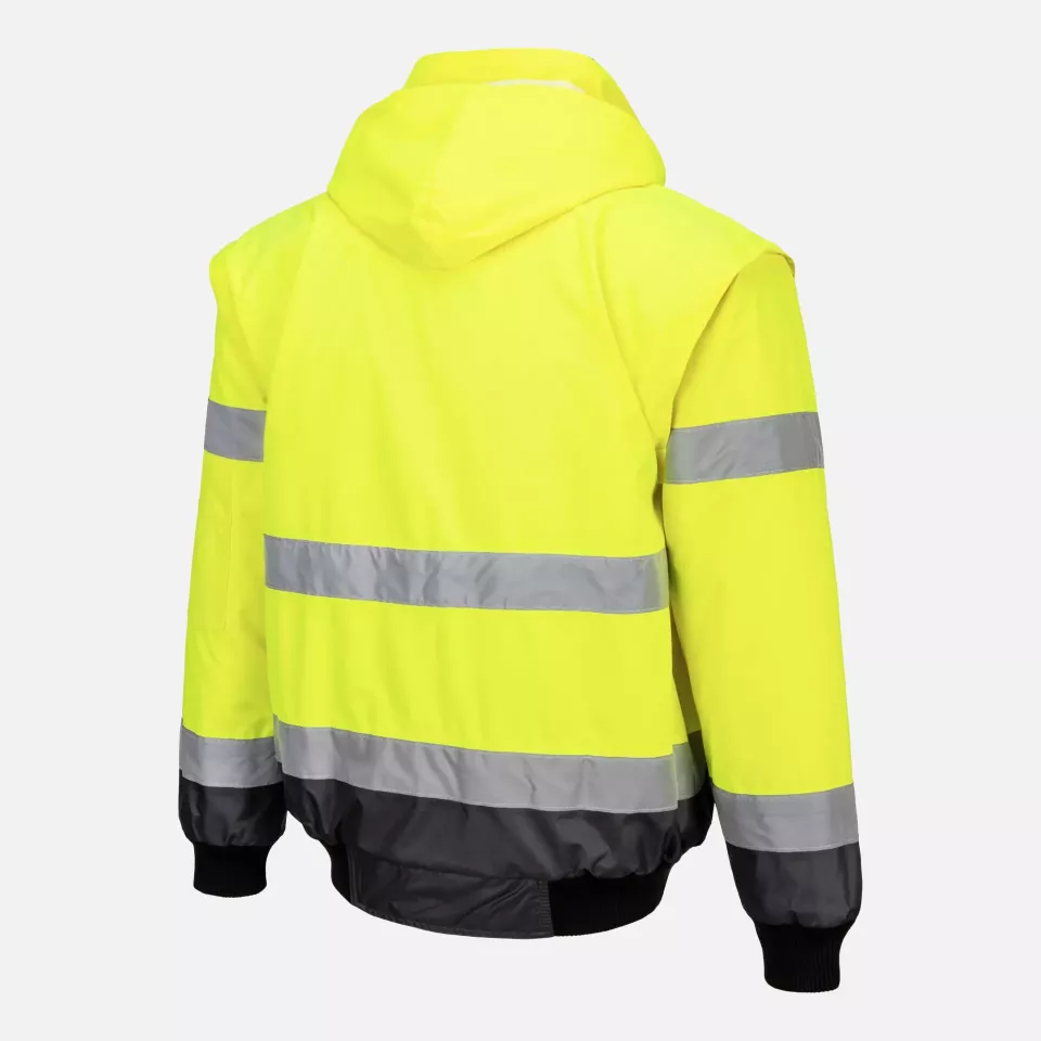 Portwest C465YGY, Hi-Vis 3-in-1 Contrast Bomber Jacket, Yellow/Grey, image 8, gallery thumbnail
