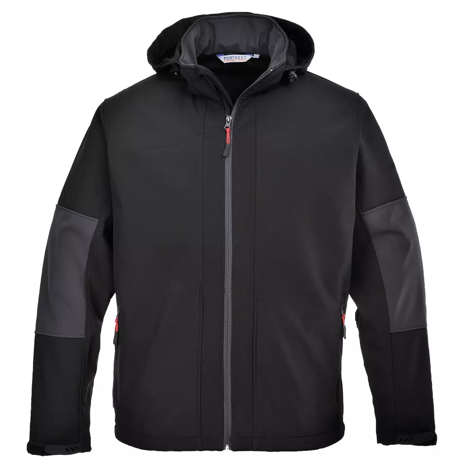 Portwest TK53BKR, Hooded Softshell (3L), Black, image 1, gallery thumbnail