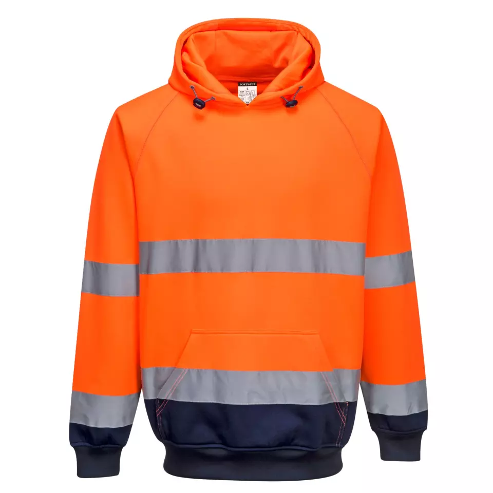 Portwest B316ONR, Hi-Vis Contrast Hoodie, Orange/Navy, image 1, gallery thumbnail