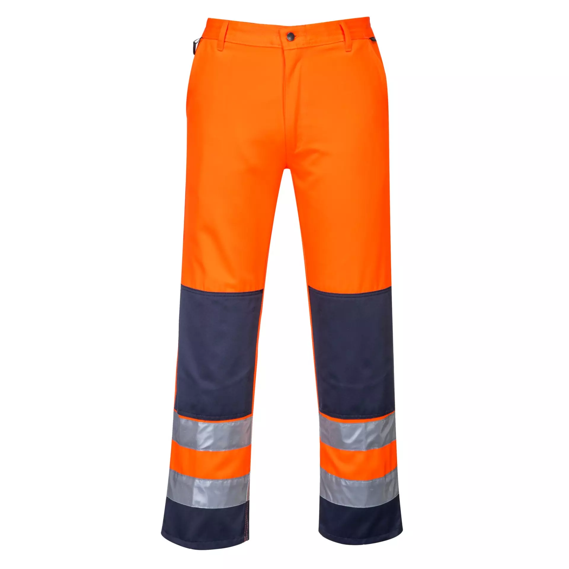 Portwest TX71ONR, Seville Hi-Vis Contrast Work Trousers, Orange/Navy, image 1