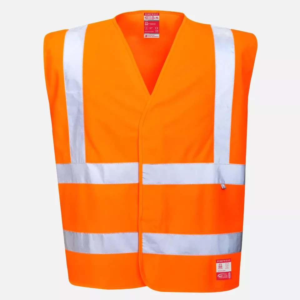 Portwest FR71ORR, Bizflame Hi-Vis Anti-Static FR Vest, Orange, image 1, gallery thumbnail
