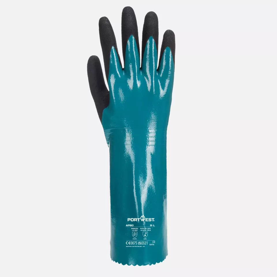 Portwest AP60B8R, Sandy Grip Lite Gauntlet, Blue/Black, image 1, gallery thumbnail