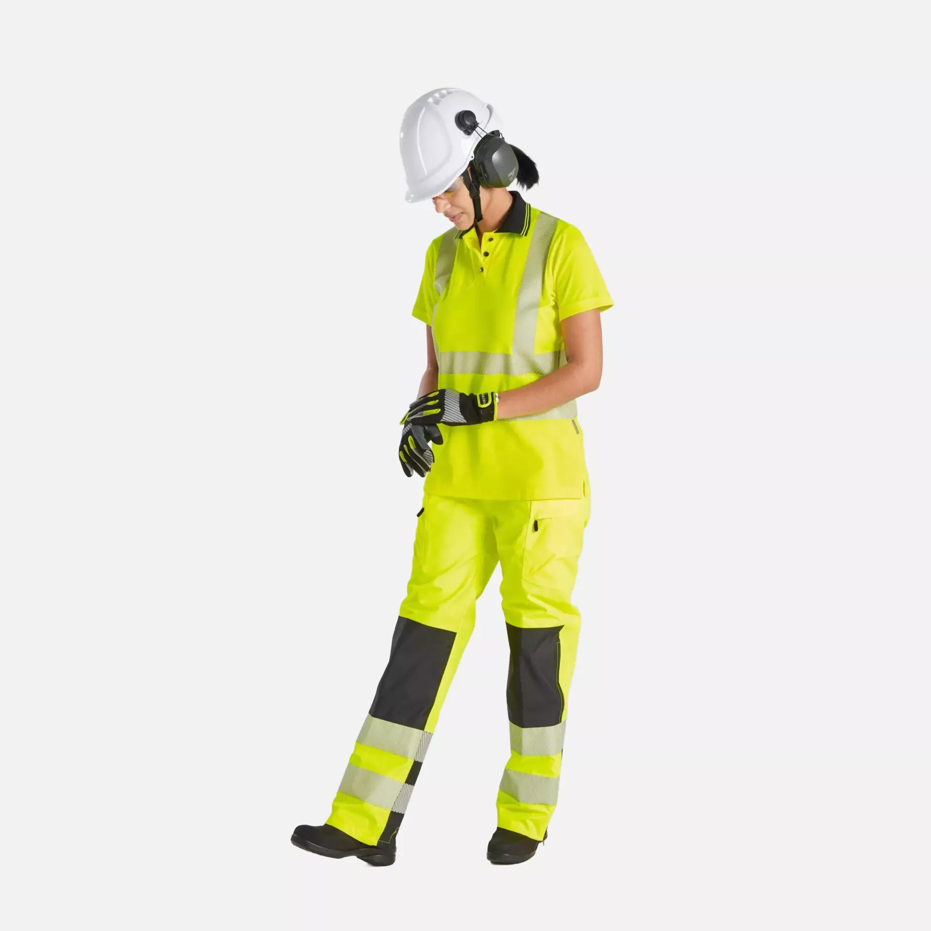 Portwest LW72YBR, Hi-Vis Women's Cotton Comfort Pro Polo Shirt S/S, Yellow/Black, image 5