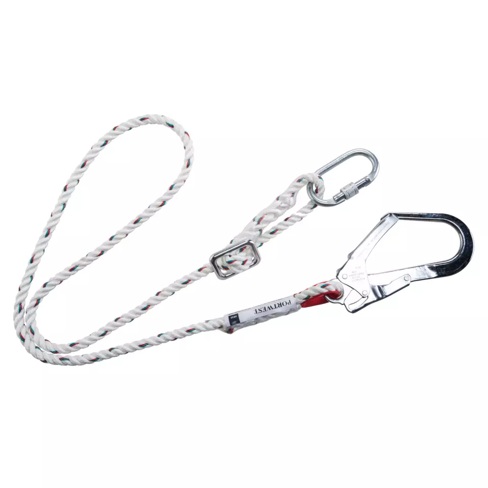 Portwest FP22WHR, Adjustable 2m Restraint Lanyard, White, image 1, gallery thumbnail