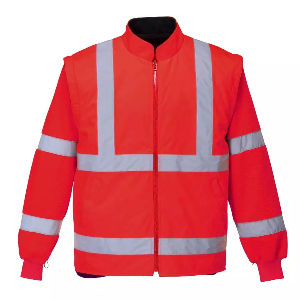 Portwest S768RNR, Hi-Vis 5-in-1 Contrast Executive Jacket, Red/Navy, image 5, gallery thumbnail