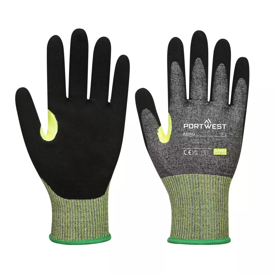 Portwest A650G8R, CS Cut E15 Nitrile Glove, Grey/Black, image 3, gallery thumbnail