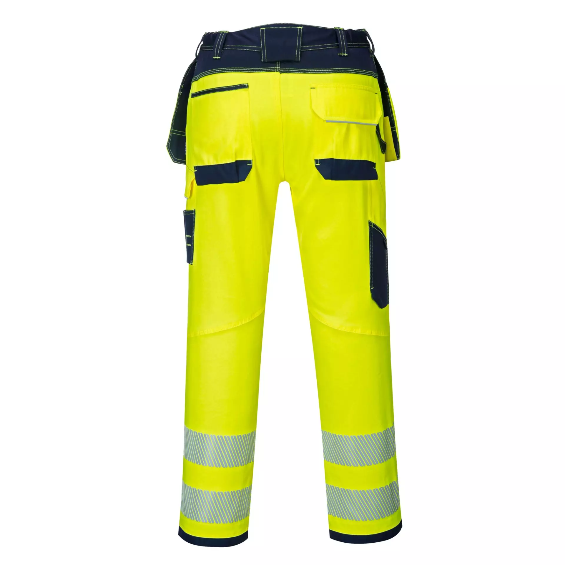 Portwest T501YNR, PW3 Hi-Vis Holster Pocket Work Trousers, Yellow/Navy, image 2