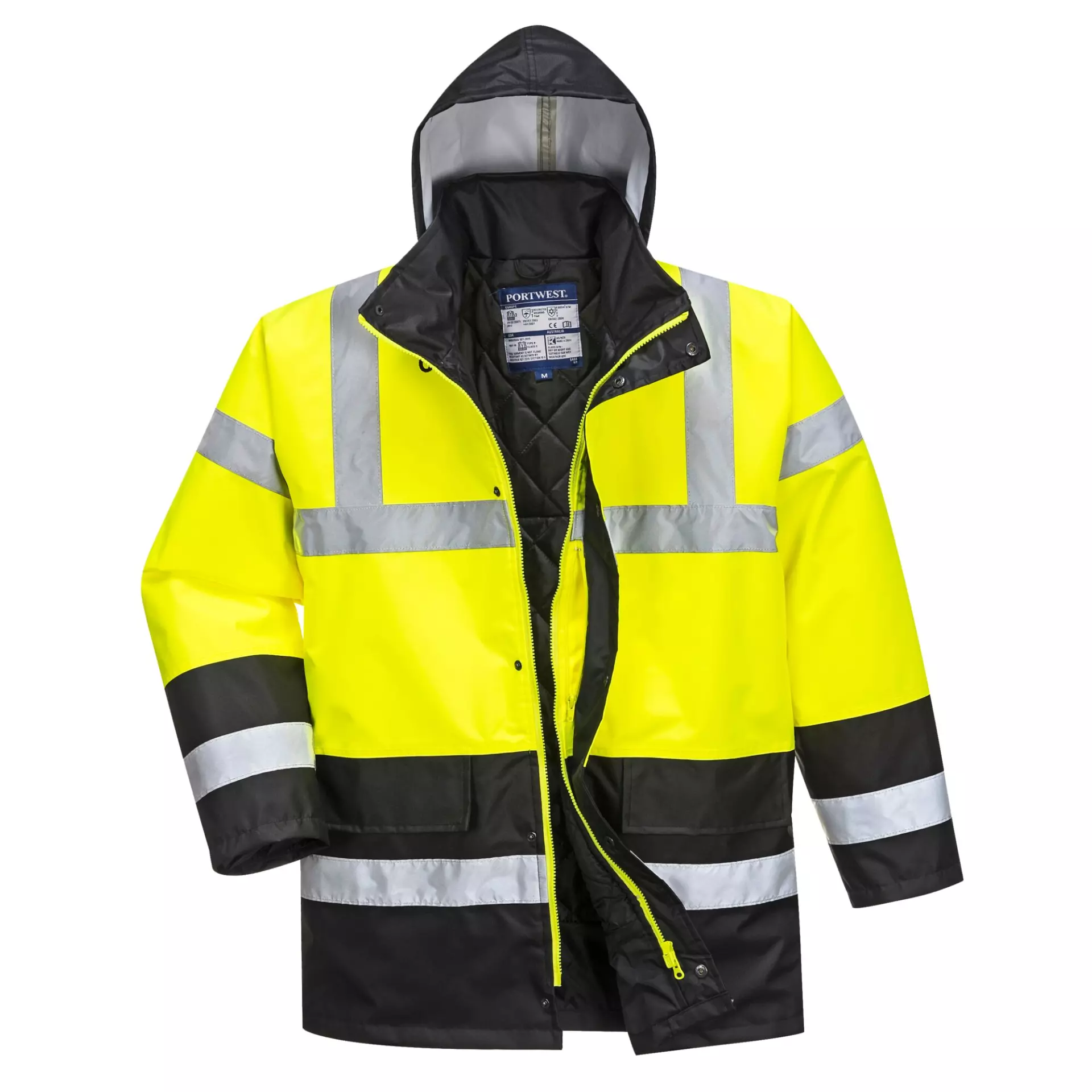 Portwest S466YBR, Hi-Vis Contrast Winter Traffic Jacket, Yellow/Black, image 1