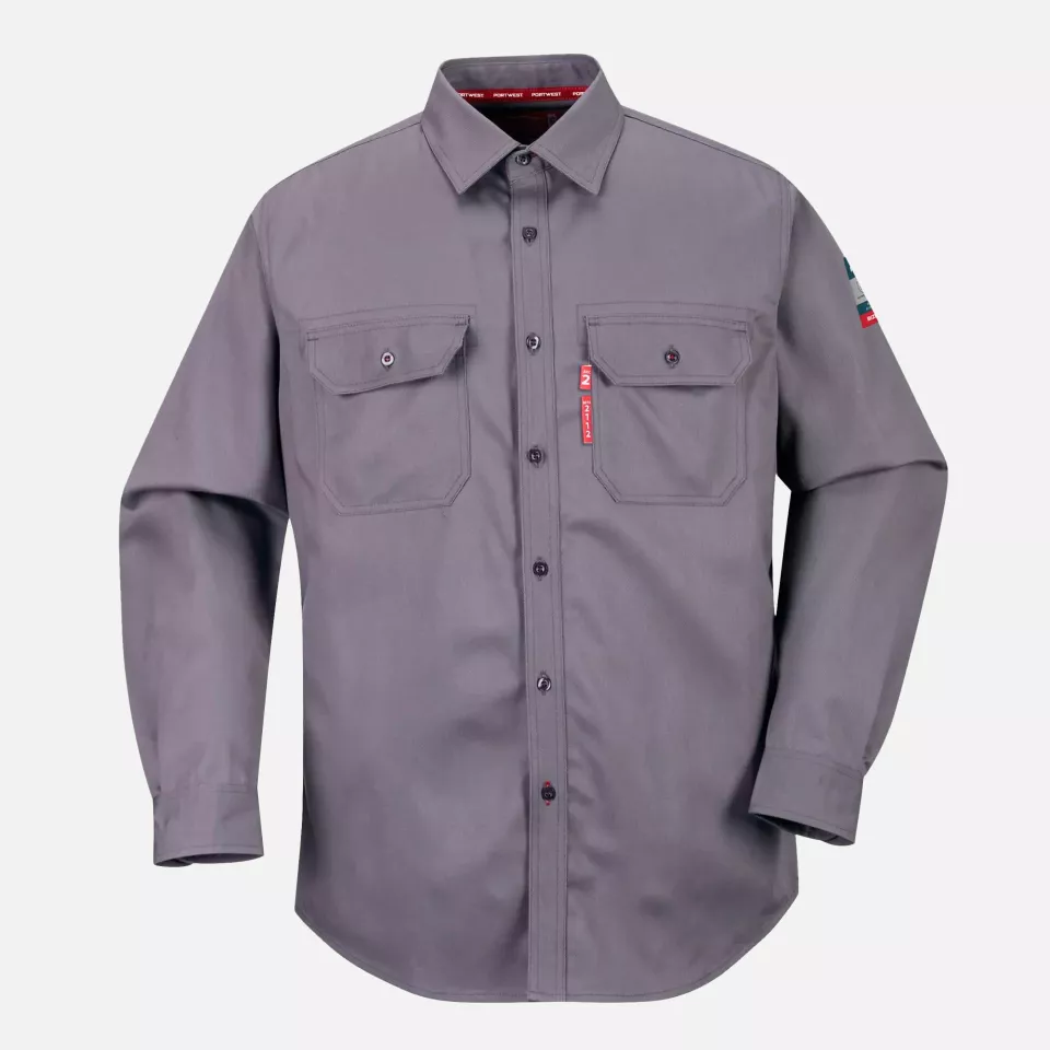 Portwest FR89GRR, Bizflame 88/12 FR Work Shirt, Grey, image 1, gallery thumbnail