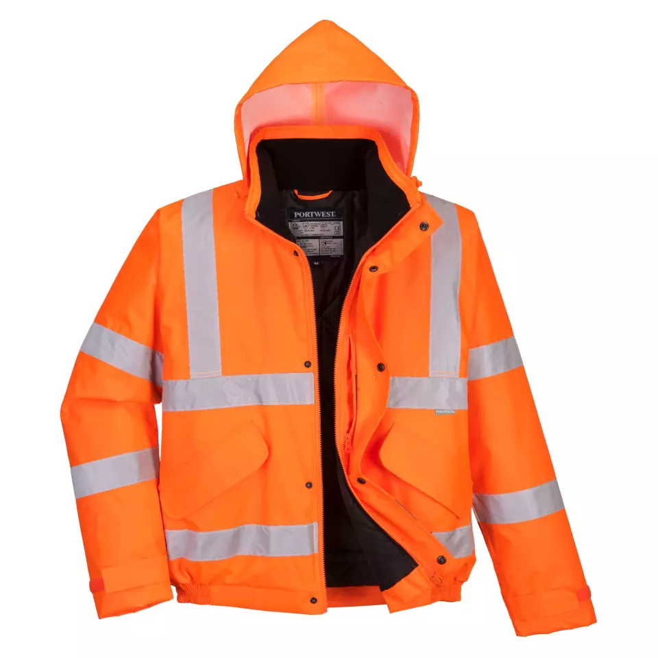 Portwest S463ORR, Hi-Vis Winter Bomber Jacket, Orange, image 4, gallery thumbnail