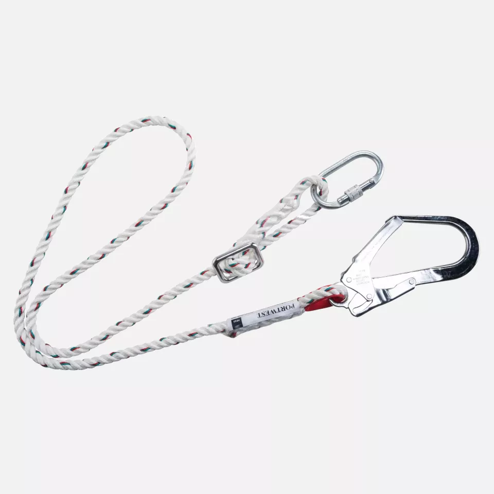 Portwest FP22WHR, Adjustable 2m Restraint Lanyard, White, image 1, gallery thumbnail