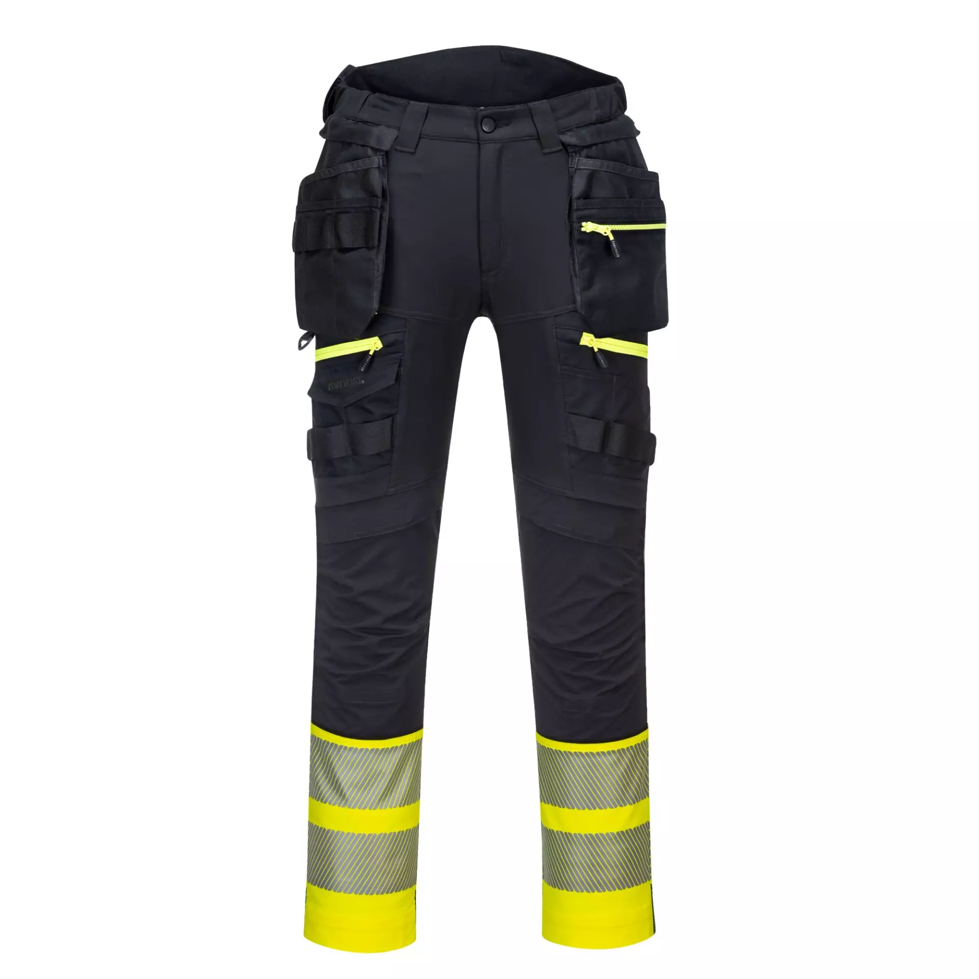 Portwest DX445YBR, DX4 Hi-Vis Detachable Holster Pocket Class 1 Trousers, Yellow/Black, image 1