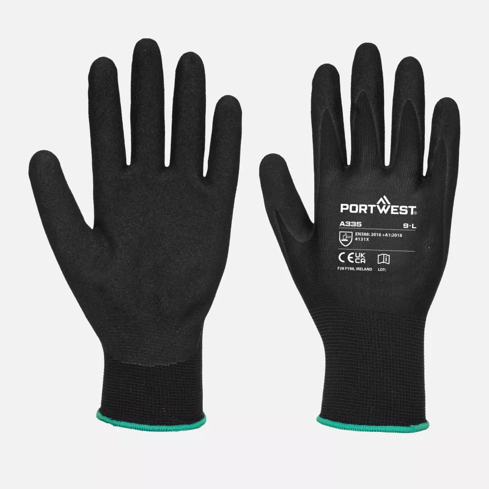 Portwest A335K8R, Dermi-Grip NPR15 Sandy Nitril-Handschuhe, Schwarz, image 3, gallery thumbnail