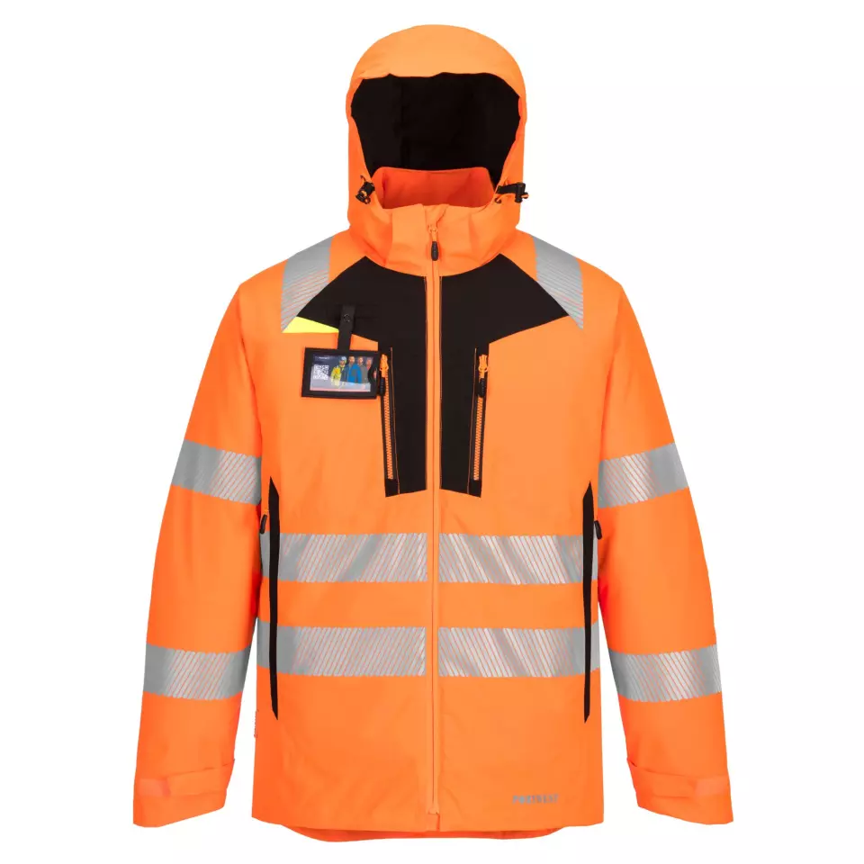 Portwest DX461OBR, DX4 Hi-Vis Winter Jacket, Orange/Black, image 3, gallery thumbnail