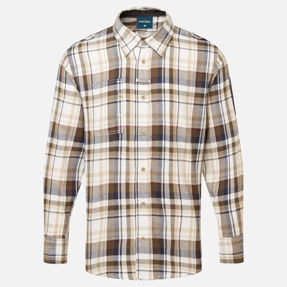 Portwest KX370BRC, KX3 Check Work Shirt, Brown Check, image 1, gallery thumbnail