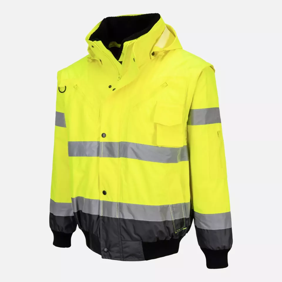 Portwest C465YGY, Hi-Vis 3-in-1 Contrast Bomber Jacket, Yellow/Grey, image 3, gallery thumbnail