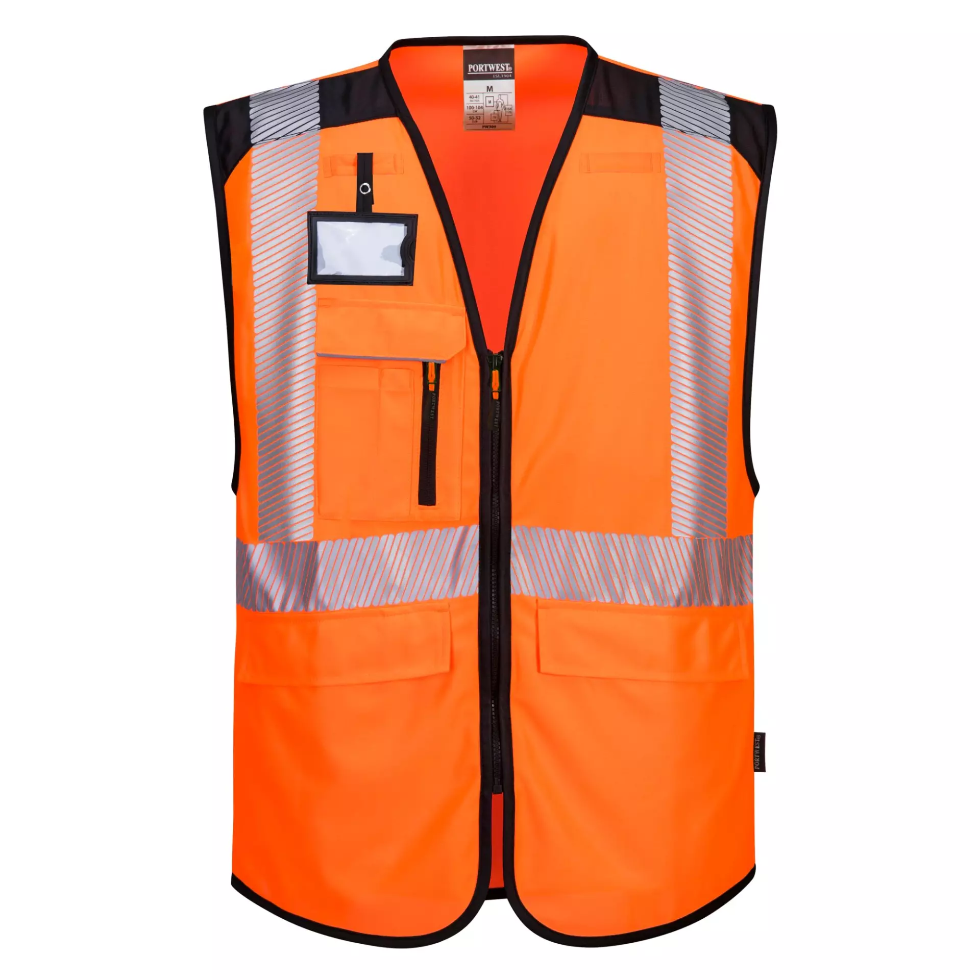 Portwest PW309OBR, PW3 Hi-Vis Executive Vest, Orange/Black, image 1