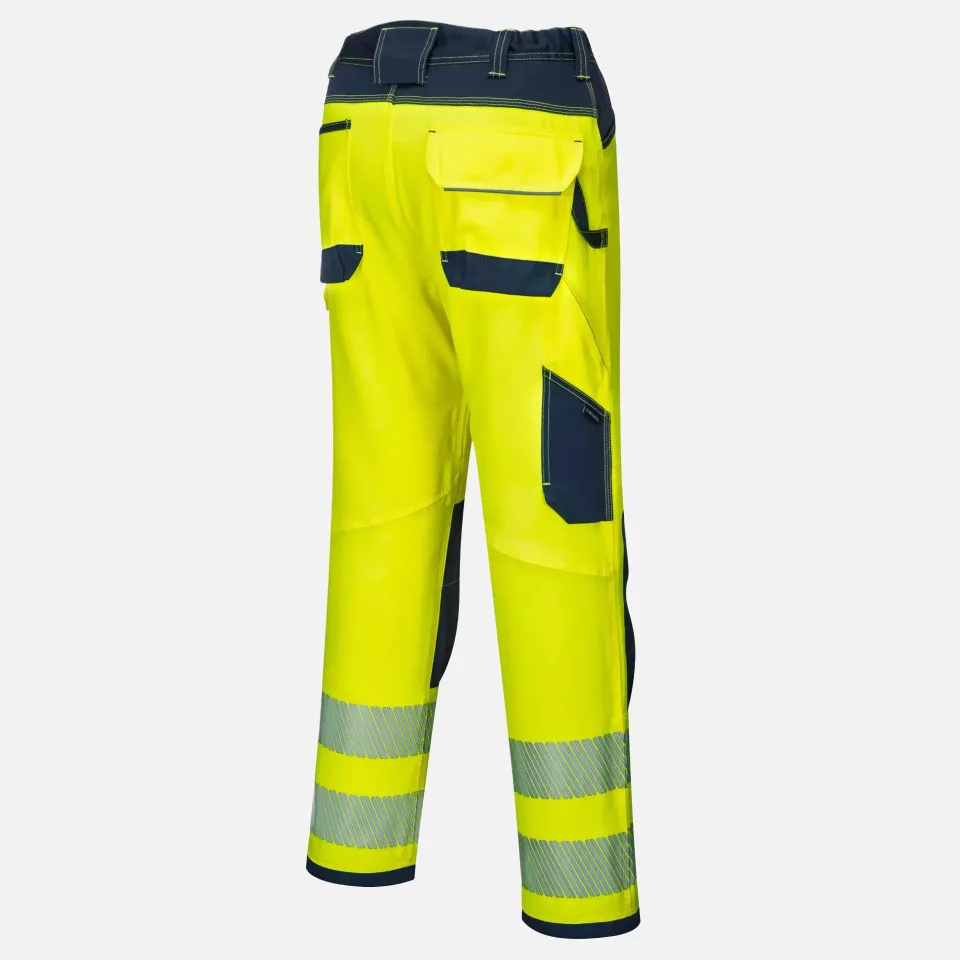 Portwest PW340YNR, PW3 Hi-Vis Work Trousers, Yellow/Navy, image 3, gallery thumbnail