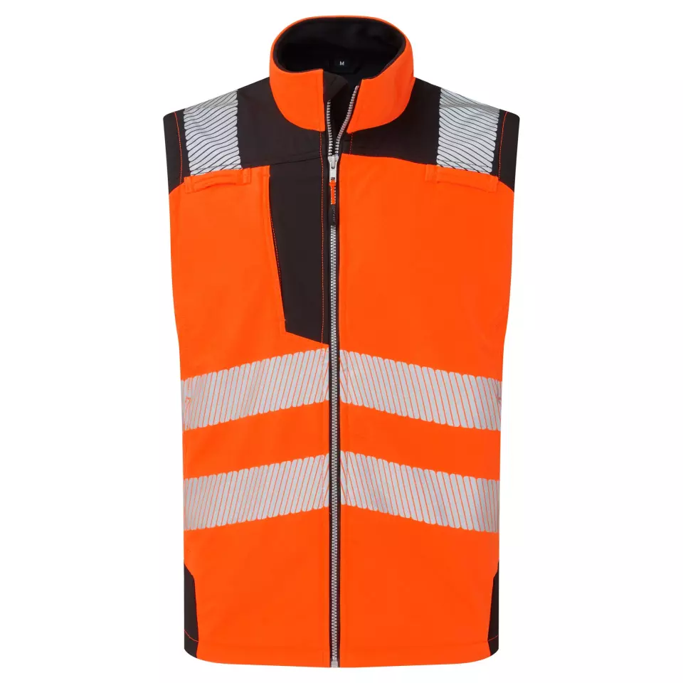 Portwest PW325OBR, Hi-Vis Softshell Gilet (3L), Orange/Black, image 1, gallery thumbnail