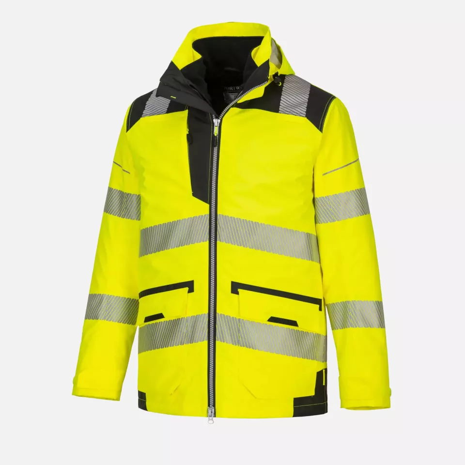 Portwest PW367YBR, PW3 Hi-Vis Breathable 5-in-1 Jacket, Yellow/Black, image 4, gallery thumbnail