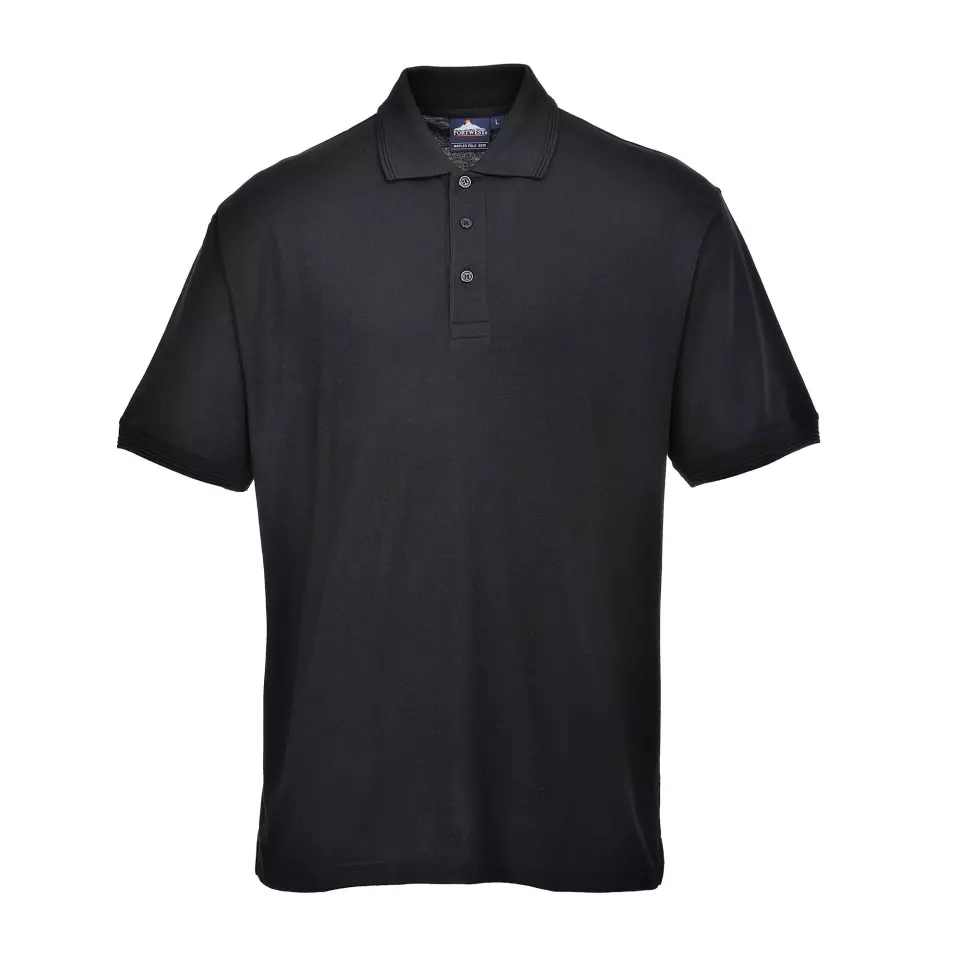 Portwest B210BKR, Naples Polo Shirt S/S, Black, image 1, gallery thumbnail
