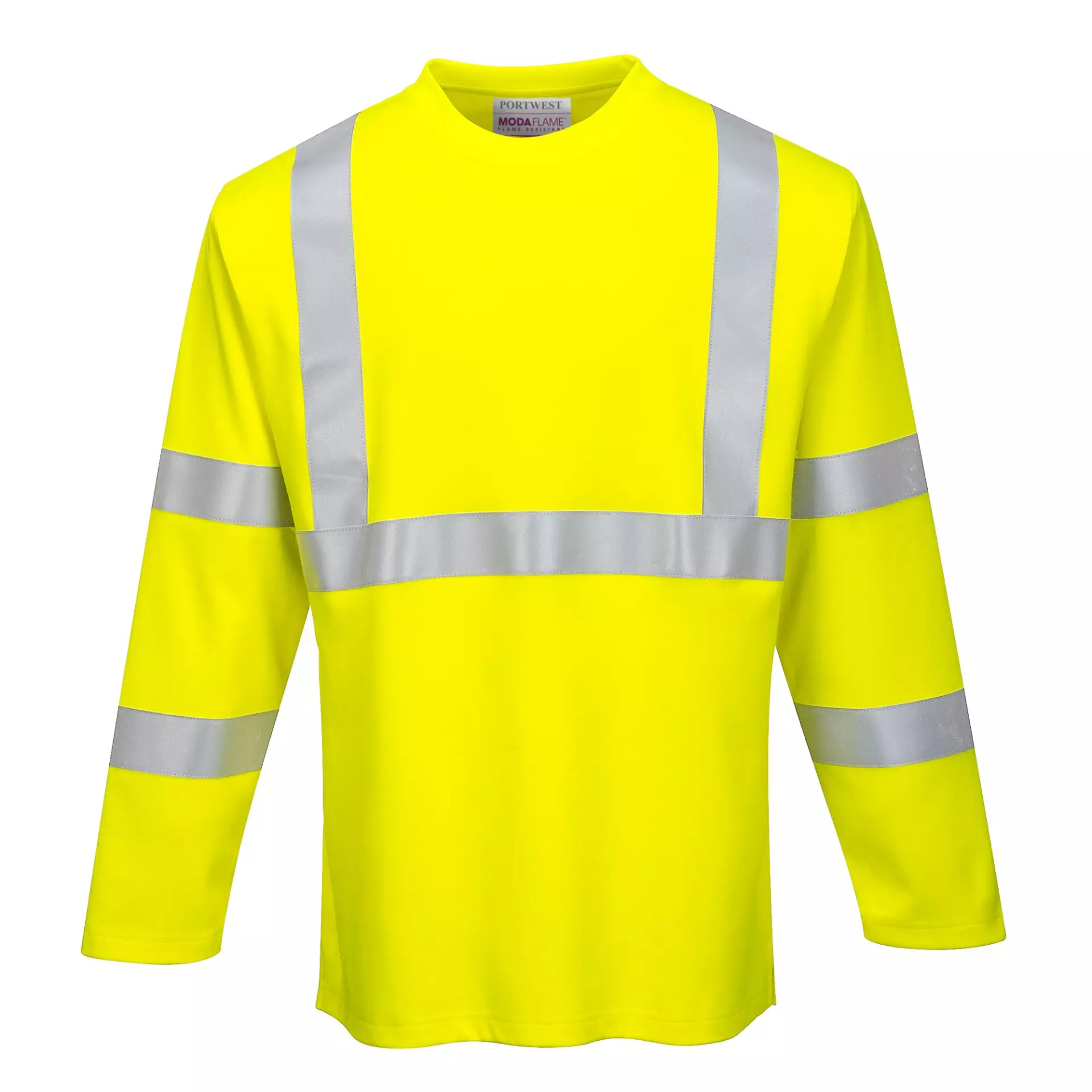 Portwest FR96YER, Modaflame Knit Hi-Vis FR Long Sleeve T-Shirt, Yellow, image 1