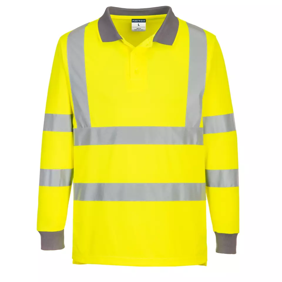 Portwest EC11YER, Eco Warnschutz Langarm-Poloshirt, Gelb, image 1, gallery thumbnail