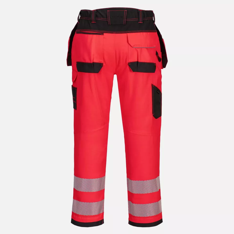 Portwest T501RBK, PW3 Hi-Vis Arbeitshose mit Holstertaschen, Rot/Schwarz, image 2, gallery thumbnail