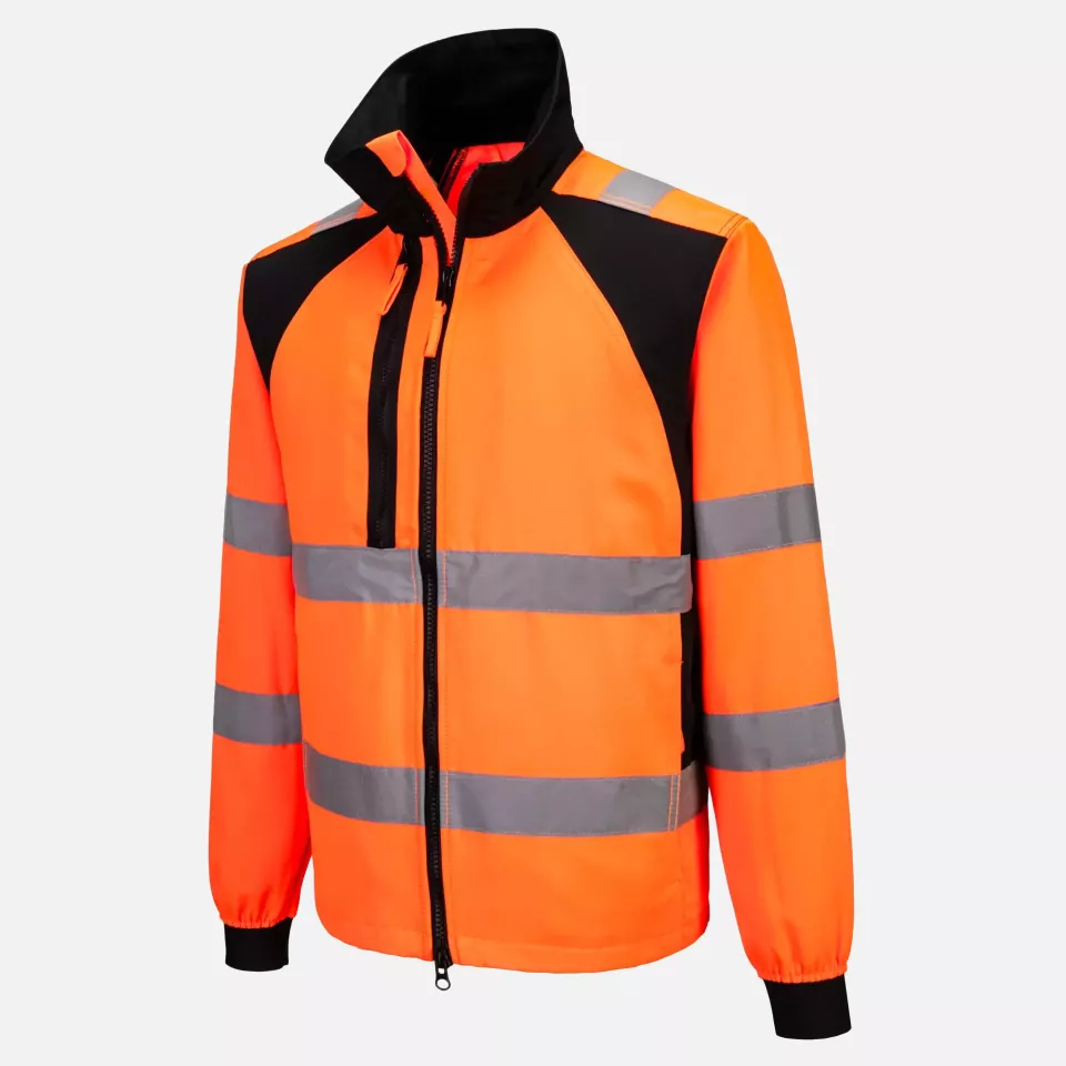 Portwest CD861OBR, WX2 Eco Hi-Vis Work Jacket, Orange/Black, image 3, gallery thumbnail