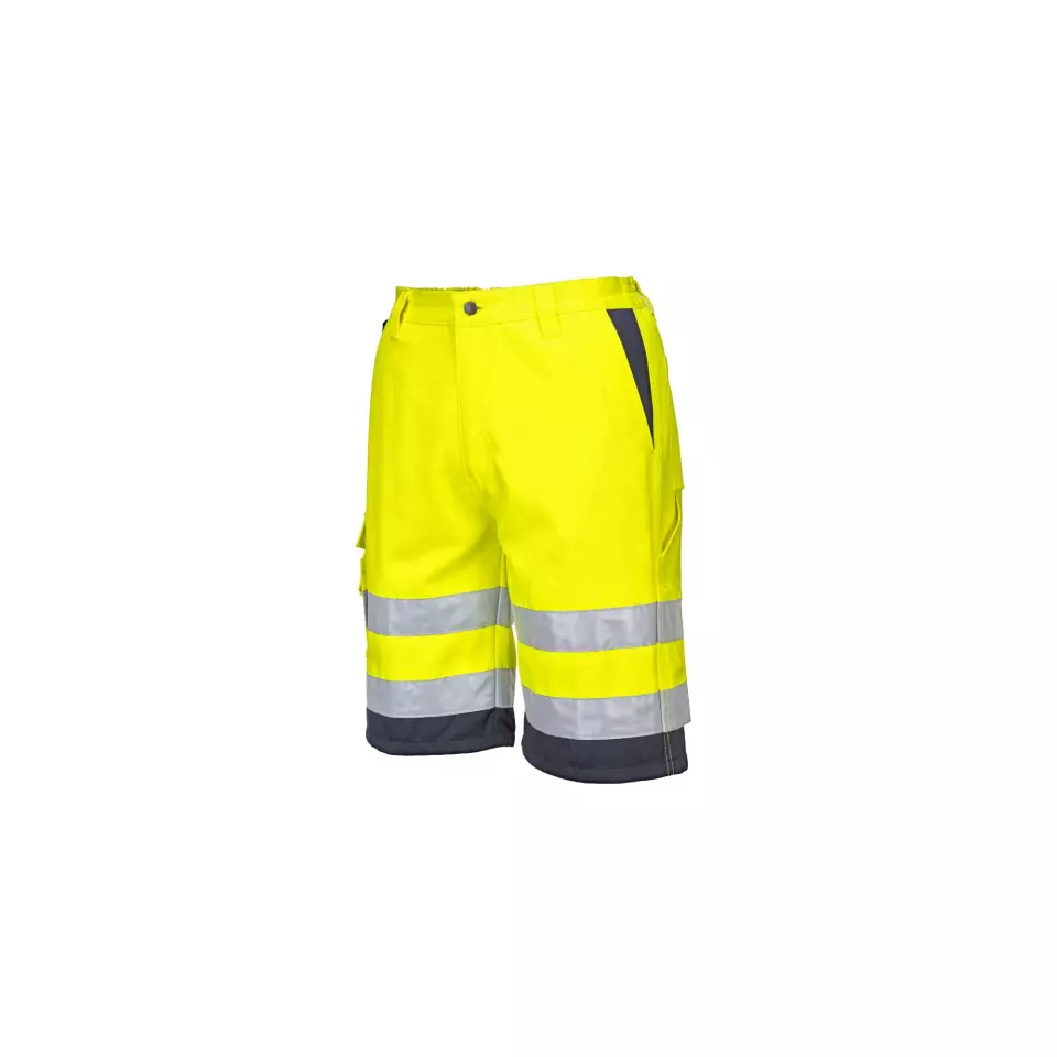 Portwest L043YNR, Hi-Vis Lightweight Polycotton Shorts, Yellow/Navy, image 4, gallery thumbnail
