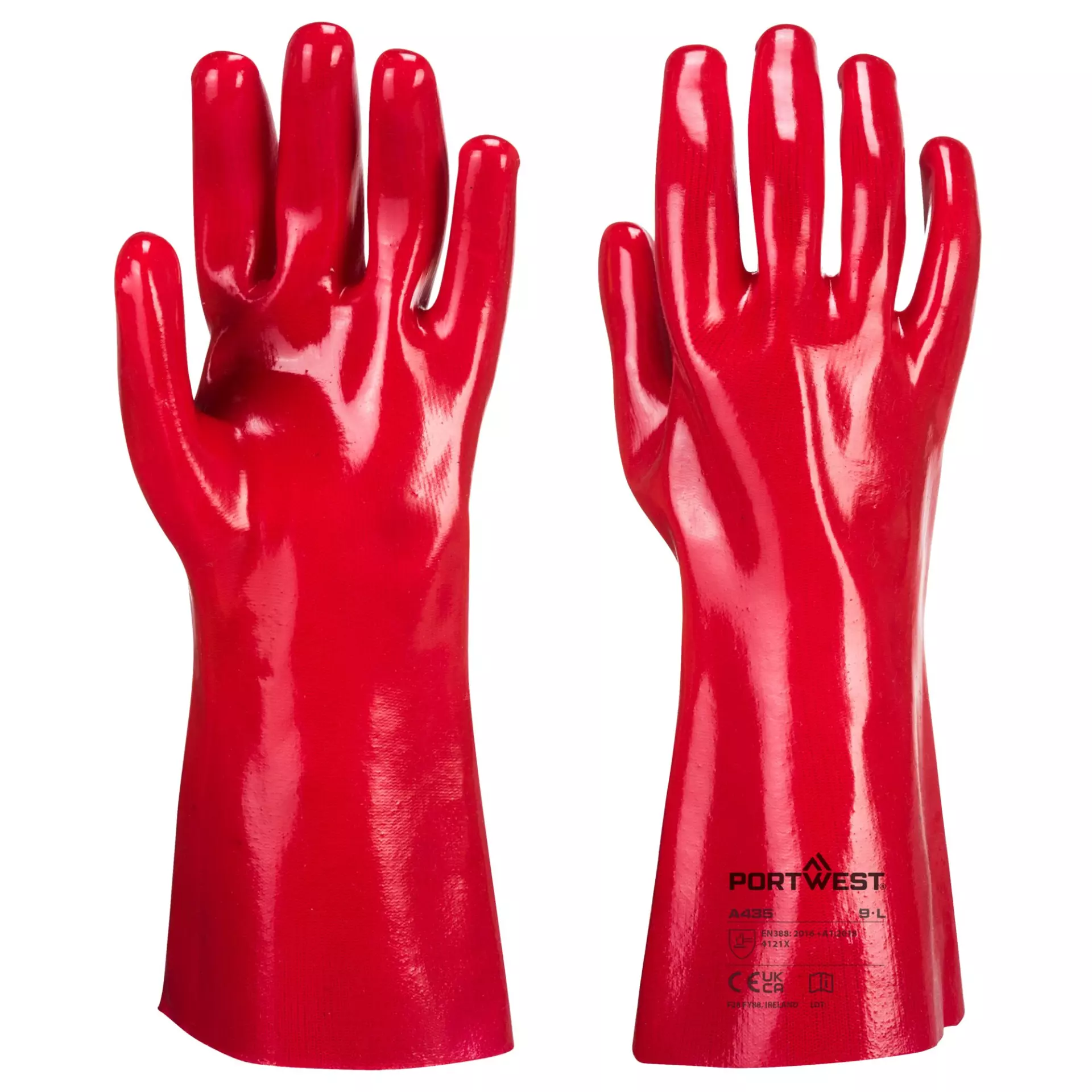 Portwest A435RER, Grip 12 PVC Gauntlet 35cm, Size XL, Red, image 3